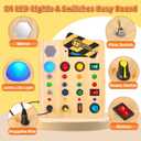 TINTECUSA Busy Board Montessori Toys for Toddler, Wooden Sensory Board Switch Toy with Shape Sorter LED Light Up Toys Educational Plane Travel Activity for Girls & Boys