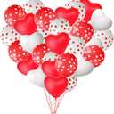 MIAHART 60 Pack Heart Balloons Decorations Kit for Valentine's Day, Wedding, Birthday Party, etc. 60 Pcs Heart Balloons, 4 Ribbons. Red, White. 12 Inch/30cm, 10 Inch/25cm. Latex. Unisex. All Ages.