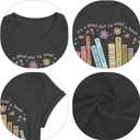 PQZ Women's Book Lover T-Shirt - White, Loose Fit, Short Sleeve, Crew Neck - S, M, L, XL, XXL (Grey1)