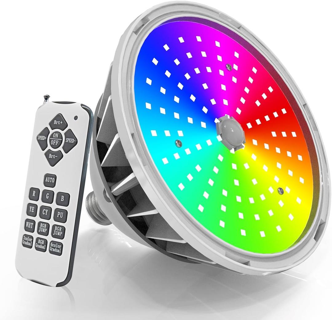 120V 60W LED Pool Light Bulb for Inground Pool, RGB Color Changing Pool Light with Remote Control for Inground Swimming Pool, Replacement Bulb for Pentair and Hayward Fixture