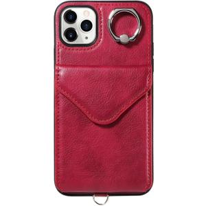 Compatible with iPhone 11 Pro Max Wallet Case, Premium PU Leather with 5 Card Slots Durable Ring Holder Phone Case with Strap, Ejector Pin & SIM Card Storage, Protective Shockproof Phone Cover Red