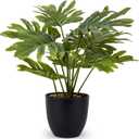 Briful Artificial Monstera Plant in Black Pot, 18" Tall Faux Tropical Greenery Potted Philodendron Plant for Home Office Tabletop Shelf Decoration