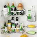 MAXIFFE 5 Pack X-Large Corner Shower Caddy, with Soap Holder and Toothbrush Holder, Large Capacity No Drilling Stainless Steel Hold 40 LB Shower Organizer Shelf Rack for Family Renter Bathroom, Silver