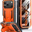 FNTCASE for iPhone 17 Pro-Max Case: Military Grade Drop Proof Protection Mobile Cover with Kickstand | Matte Textured Rugged Shockproof TPU | Protective Sturdy Phone Case - 6.9 inch Orange