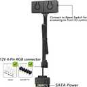 EZDIY-FAB 12V to 5V RGB Converter, 3-Way Splitter, SATA Connector, 50 Color Modes, 100x 5V LEDs