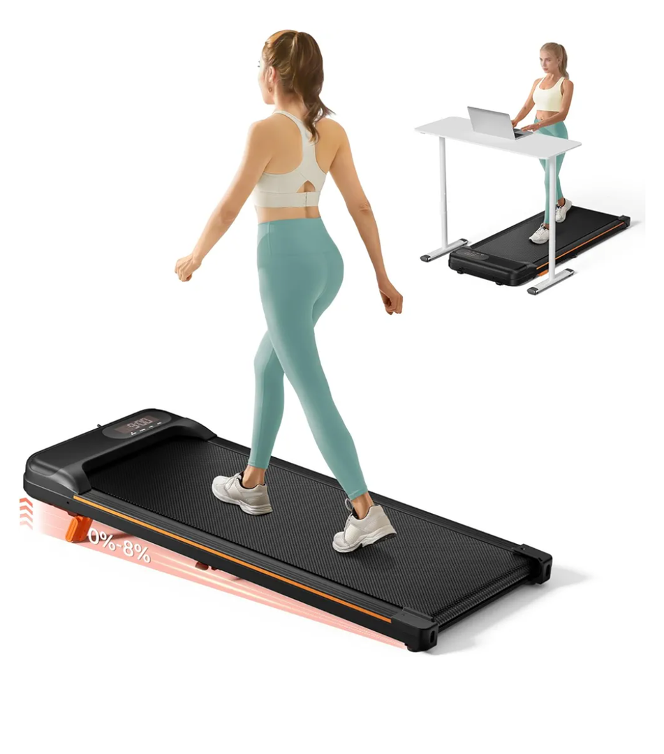 Walking Pad, Under Desk Treadmill with Incline for Home Office 2.5HP Portable Walking Treadmill with 265 Lbs Weight Capacity Walking Machine, Remote Control, LED Display