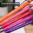 2 x Funny Cat People Pens - Snarky Office Gag Gift, Black Ballpoint Pens with Humorous Sayings for Pet Owners, Cat Lovers, Coworkers