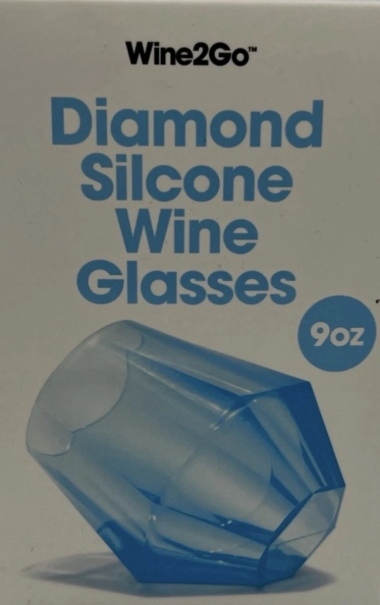 Wine2go Diamond Silicone Wine Glass, 9oz