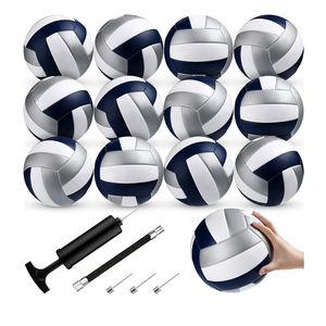 Meooeck 12 Pcs Volleyballs Official Size 5 Volley Balls Bulk Practice Volleyballs Indoor Outdoor Soft Recreational Volley Ball with Pump for Beginner Teen for Gym Training Beach Pool