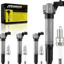 Set of 4 Ignition Coils Pack UF649 68070492AB & 4 PCS Iridium Spark Plugs Compatible with Fiat 500 2012-2017 1.4L L4