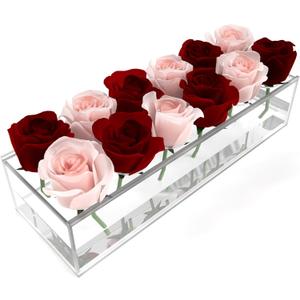 Clear Acrylic Flower Vase Rectangular Floral Centerpiece for Dining Table Modern Flower Arrangement for Home Decor or Weddings
Flower Vase 3 Pack 12x4x2.5
