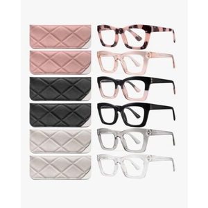 CCVOO 6 Pack Oprah Style Reading Glasses for Women Blue Light Blocking Computer Square Readers with Spring Hinge Men (A1 Mix, 1.5)