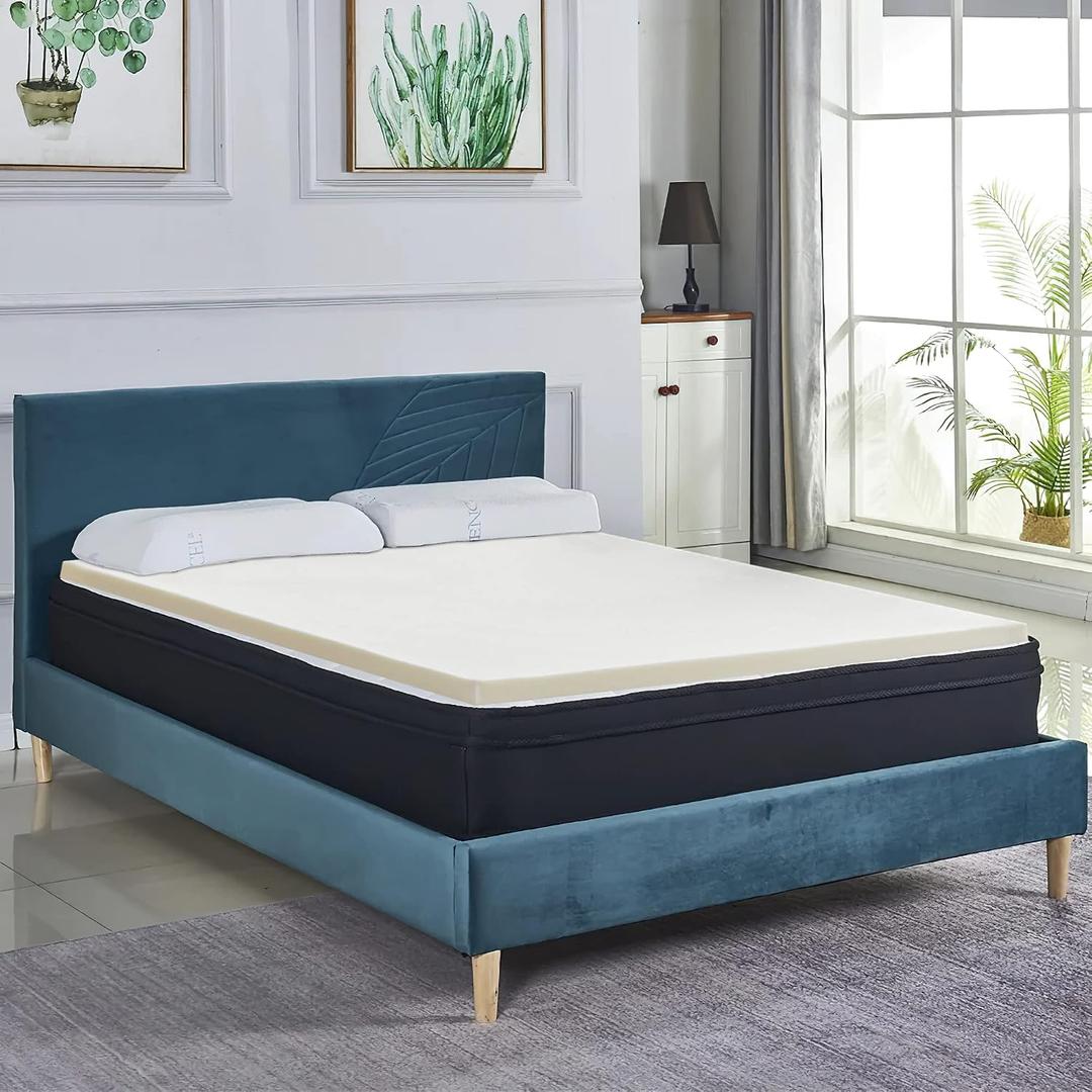 Nutan, 1-Inch High Density Medium Firm Foam Mattress Topper, CertiPUR-US Certified for Superior Comfort and Support, Twin, Green