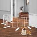 YORWHIN Short Puppy Gate - 17 Inch Height Dog Gate, Metal Free Standing Pet Gates, Expands Up to 48 Inches for Indoor/Outdoor, Step Over Pet Fence for Small Dogs