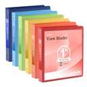 SUQJOY 1-inch 3 Ring Binde with 2 Inside Pockets, 1" Clear View Binder Holds US Letter Size 8.5'' x 11" Paper, 1“ Round Ring Binder for Office/Home/School Supply, 6 Pack (6 Colors Assorted)