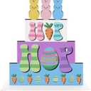 Easter Decorations Peeps Decorations Easter Carrot Decor Wooden Table Decor for Home Office Living Room Bathroom Bedroom Farmhouse Shelves Desk 6.4x6.4x0.2 inches