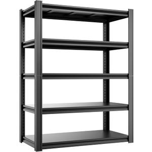 5-Tier Garage Storage Rack 35”W X 15.7”D X 72”H 2500LBS Capacity Industrial Shelving Unit Heavy-Duty Metal Shelf (Black)