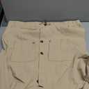 Onedreamer Women's Military Safari Cropped Jackets Button Down Lightweight Oversized Utility Anorak Coat with Pockets (Beige, Small)