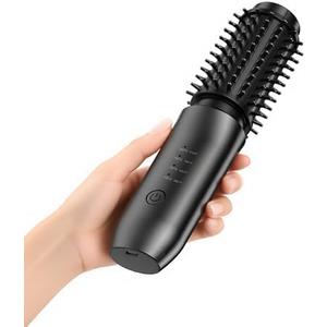 CARESKY Cordless Curling Iron Brush, 1.5 Inch Mini Travel Hair Curler with 200 Million Negative Ions, Portable Heated Round Straightener Brush Rechargeable for Curl, Touch-Up