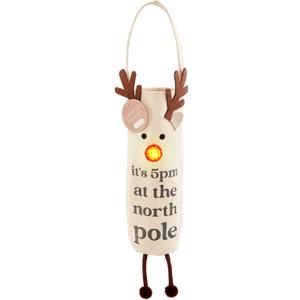 Mud Pie Light Up Christmas Wine Bag, Deer, 15" x 4 3/4"