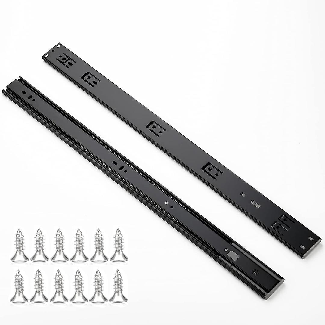 Ravinte 24 Inch Soft Close Drawer Slides 2 Pairs 4 Pack Black Full Extension Ball Bearing Drawer Glide Side Mount