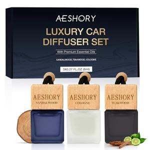 Aeshory Car Air Freshener Hanging 2Pack – Wood Car Freshener - Sandalwood & Teakwood & Cologne Scents,Car Fresheners Long Lasting Up to 60 Days, Car Air Freshener Men,0.27 FL OZ/8ML