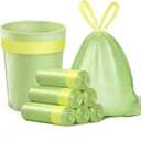 Drawstring 4 Gallon Trash Bags, 54 Count, Heavy Duty Puncture Resistant Garbage Bags, Multipurpose for Bathroom Bedroom Office Dorm RV(Green)