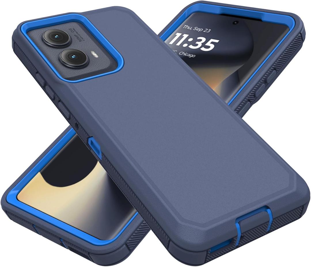 for Motorola Edge 2024 Case, Heavy Duty Defender Case Dustproof Shockproof Protection 3 in 1 Rugged Cover for Motorola Moto Edge 5G 2024 (Blue)