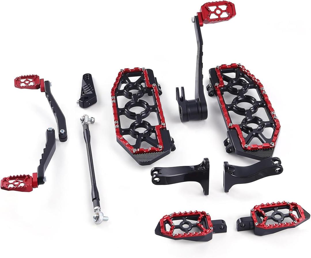 Road King Street Glide Floorboards MX Foot Boards For Harley Touring CVO Brake Shifter Levers (Black + Red, 2008-2013 Touring)