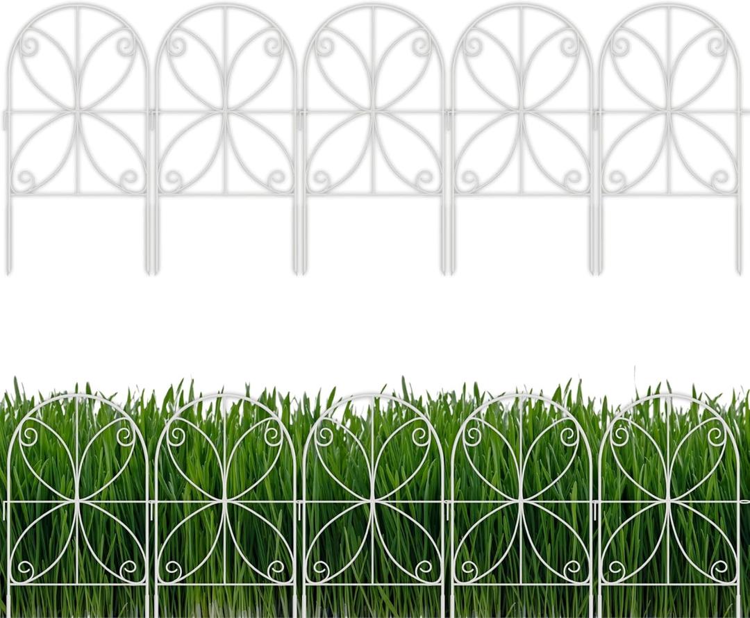 ShopLaLa Animal Barrier Fence (20 Panels) 12in(L) x 24in(H) Rustproof White Metal Wire Fencing Flower Bed Edging for Landscape Patio Yard Patio Outdoor Decorative Floral Garden Boarder Dog Fences