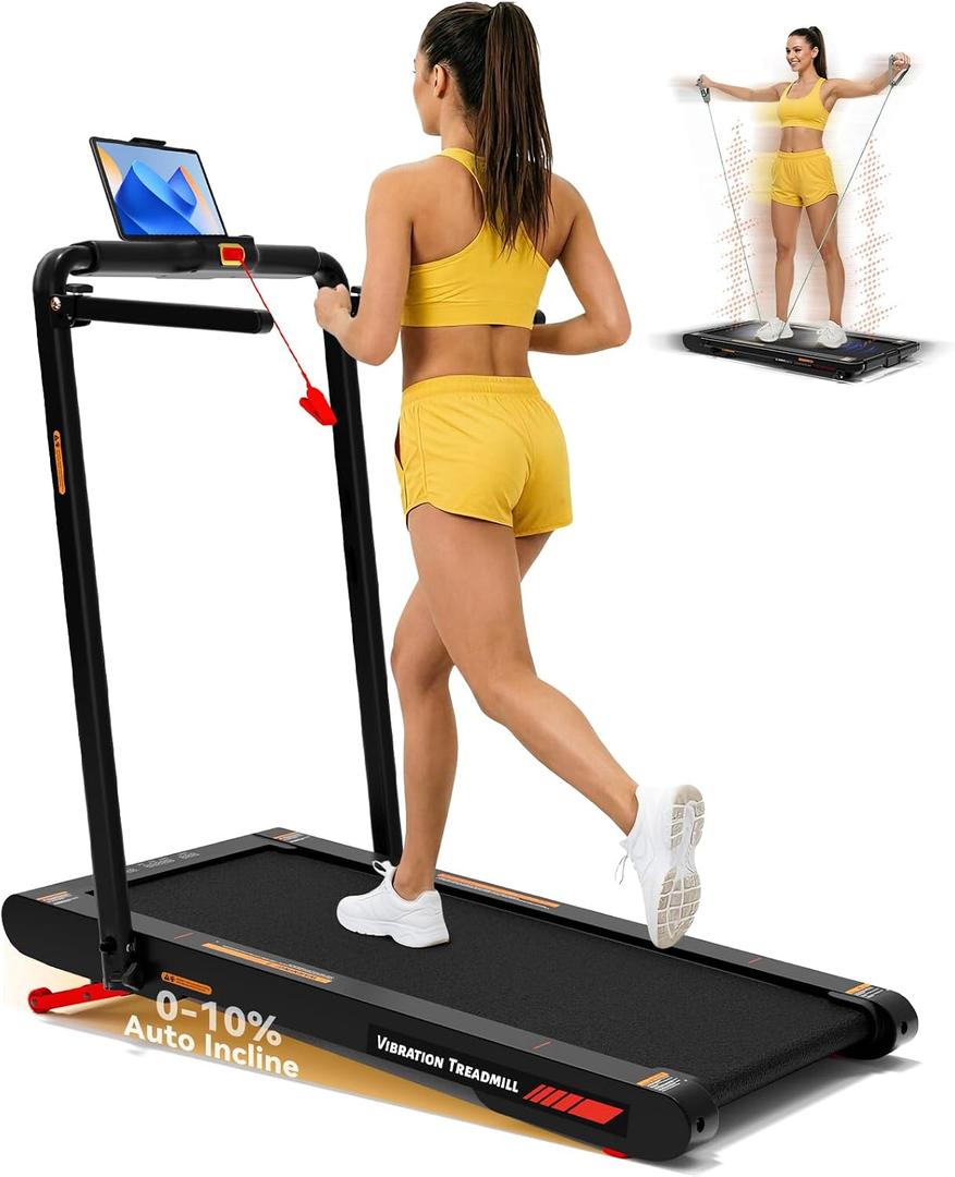 Freepi Walking Vibration Pad,3 in 1 Under Desk Treadmill with Handle Bar,Vibration Portable Treadmill for Home