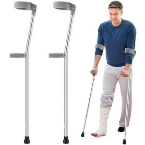 Geiserailie 1 Pair Forearm Crutches for Adults Aluminum Adult Crutches Gray Adjustable Crutches for Men Women, 300 Lb. Weight Capacity, Height Adjustment