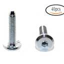 2 x 40PCS M6x50mm Stainless Steel Flat Head Hex Socket Hex Bolt Screws Countersunk Connector Fasteners for Furniture, Silver