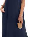 Zeagoo Summer Dresses for Women 2026 Black Long Maxi Sundresses Loose Split Wrinkle-Free Beach Travel Vacation Clothes (Medium, Blue)