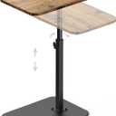 HzTinT TV Tray Side Table Sofa Tray for Couch Heavy Metal Base Swivel/Adjustable Height, Sofa Bed Bathroom Living Room, Study TV Tray C Shaped End Table Food Snack Trays for Eating Small Spaces (11.8*15.7 in, Brown)