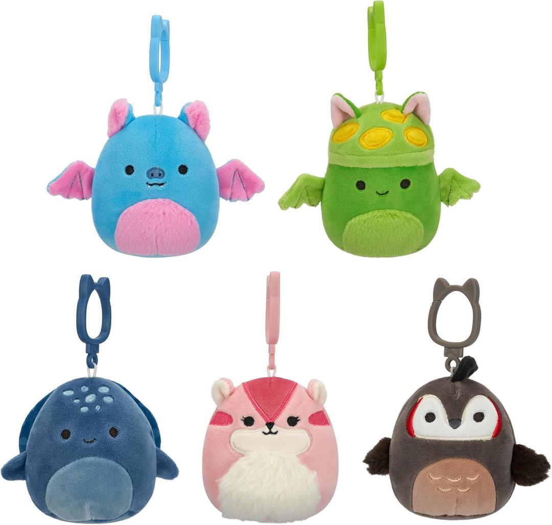 Squishmallows Original Clip 5-Pack  Boyle Fruit Bat, Dianalee Chipmunk, Theodore Roadrunner, Earling Mushroom Bat, Truman Turtle (Style 3)