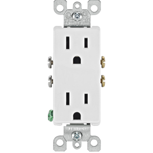 Leviton 5325-WMP 15 Amp, 125 Volt, Decora Duplex Receptacle, Residential Grade, Grounding