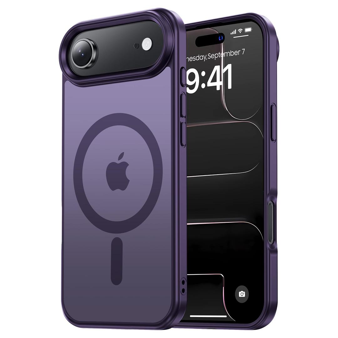 Tigowos Magnetic for iPhone Air Case Fits MagSafe 16FT Drop Resistant Matte Skin Feeling Back Cover Shockproof Slim Fit for iPhone 17 Air Phone Case 6.5 inch,Deep Purple