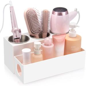 Hair Tool Organizer - Bathroom Vanity Organizers and Storage, Hair Styling Accessories Hot Tools Organizer Hair Dryer, Blow Dryer, Curling Iron, Flat Iron, Hair Straightener, White