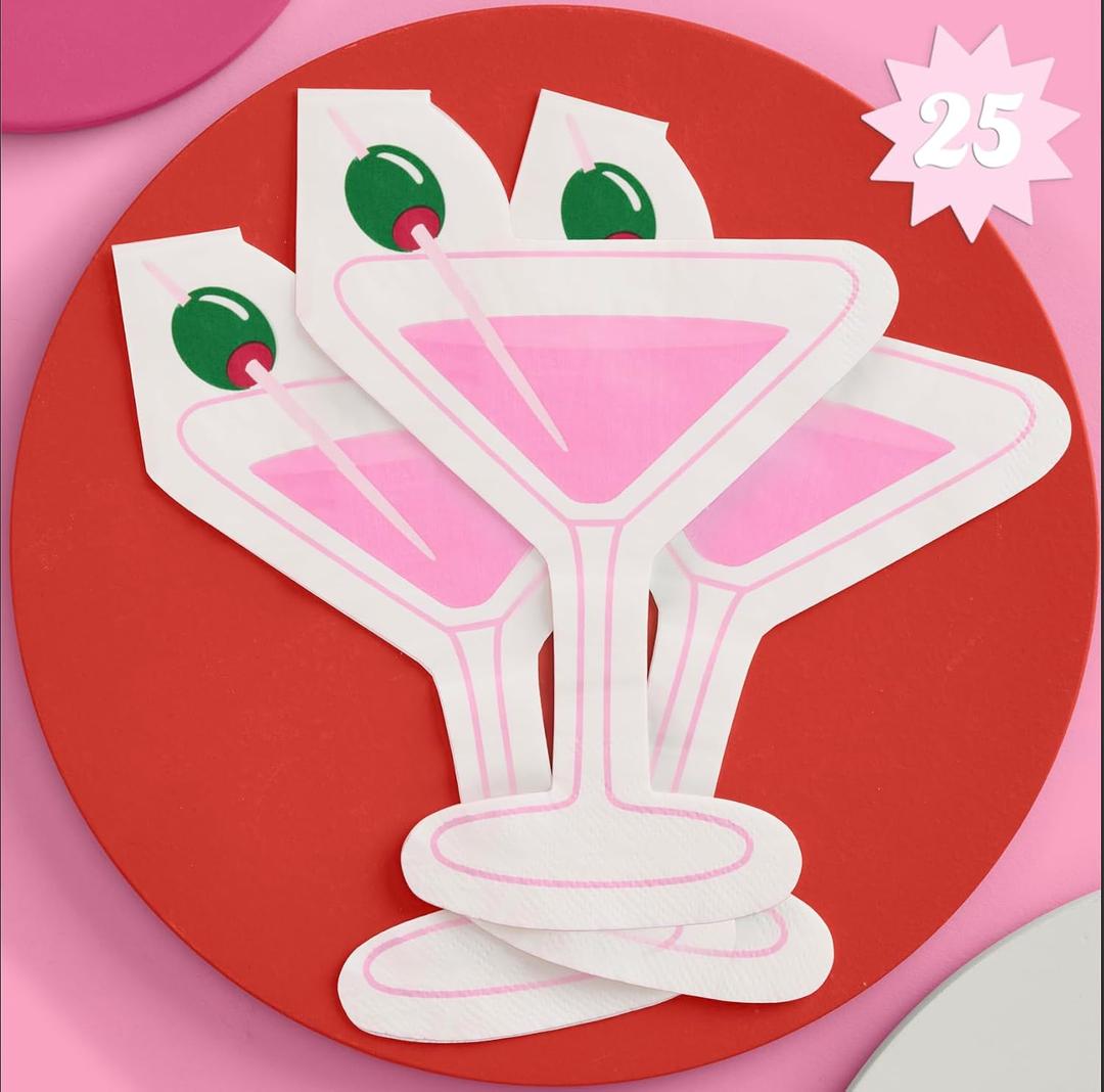 xo, Fetti Dirty Martini Napkins - 3-ply, 25 pcs | Casino Bachelorette Decoration, Vegas Birthday Party Tablescape, Poker Night Dinner Setting, Cocktail Bach Decor