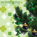 9 PCS St.Patrick's Day Glass Ornaments-Irish Tree Glass Blown Ornaments-St. Patrick Glasses Green Top Hat Hanging Ornaments-Irish Tree Ornament for Spring St.Patricks Day Ireland Party Decoration