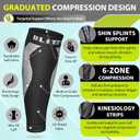 BLITZU Calf Compression Sleeve for Men & Women Footless Compression Socks Support Runners Leg Sleeve Shin Splints Pain Relief (Black L-XL)