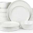 Famiware Mars Plates and Bowls Sets, 24 Pieces Dinnerware Sets, Dishes Set for 8, White