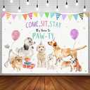 Sendy 7x5ft Puppy Dog Happy Birthday Backdrop Let's Paw-ty Doggy Pet Party Decorations Supplies Paw Prints Balloon Color Flag Bday Photography Background Banner Cake Table Photo Props, One Size