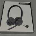 Gixxted (2026 Upgraded) Wireless Headset with Mic for Work, Bluetooth Headset with Noise Canceling Microphone, Wireless Headphones with Mic and USB Dongle and Mute, Fit for Computer/PC/Teams (Black)