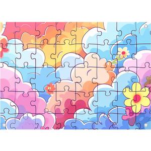 7X5FT Colorful Picture Puzzle Backdrop for Photography Clouds Flower Puzzle Baby Shower Birthday Party Wedding Background 213012