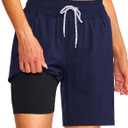 Women's 3''/5''/7'' Swim Board Shorts Quick Dry Beach Shorts with Liner Pockets Swimsuits Bottoms Trunks for Women (XX-Large, Navy Blue)