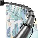 Curved Shower Curtain Rod, 3576 Inches Adjustable Length, Round Curved Rods for Bathroom, Metal Rods & Brackets, Rust-Proof, Black Shower Curtain Rod with Rotating Bracket, Requires Drilling