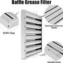 Hood Filters 19.5W x 19.5H Inch 430 Stainless Steel Pack of 6, 7 Grooves Commercial Hood Filters, Commercial Kitchen Range Hood Filter for Grease Rated Commercial Kitchen Exhaust Hoods