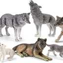 9PCS Wolf Toys Animal Figurines, Realistic Plastic Zoo Safari Animal Toys for Kids 3 4 5 6 7, Forest Wolf Animals Figures, Educational Toy Cake Toppers Birthday Gift for Kids Boys Girls